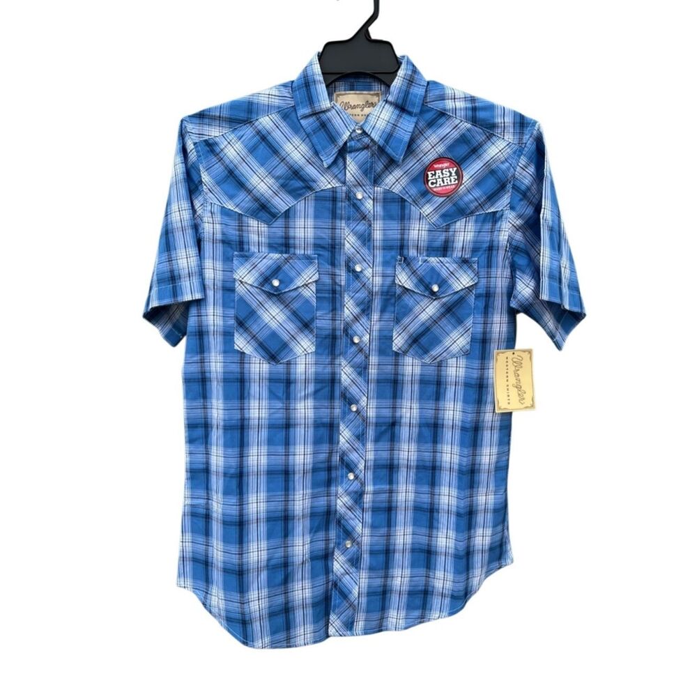 Wrangler Regular Fit Short Sleeve Western Plaid Shirt Size M